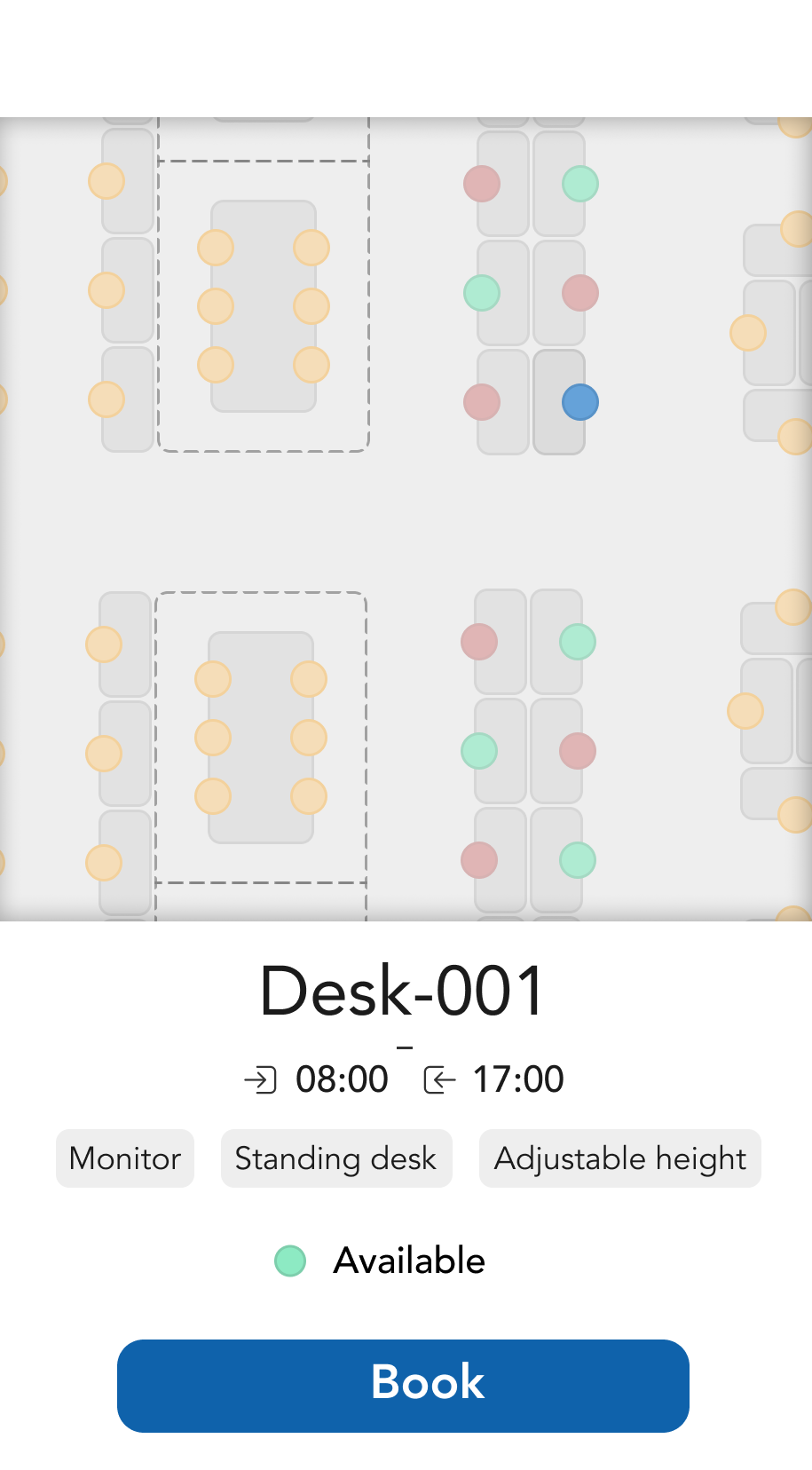 HybridHero floor plan booking screen