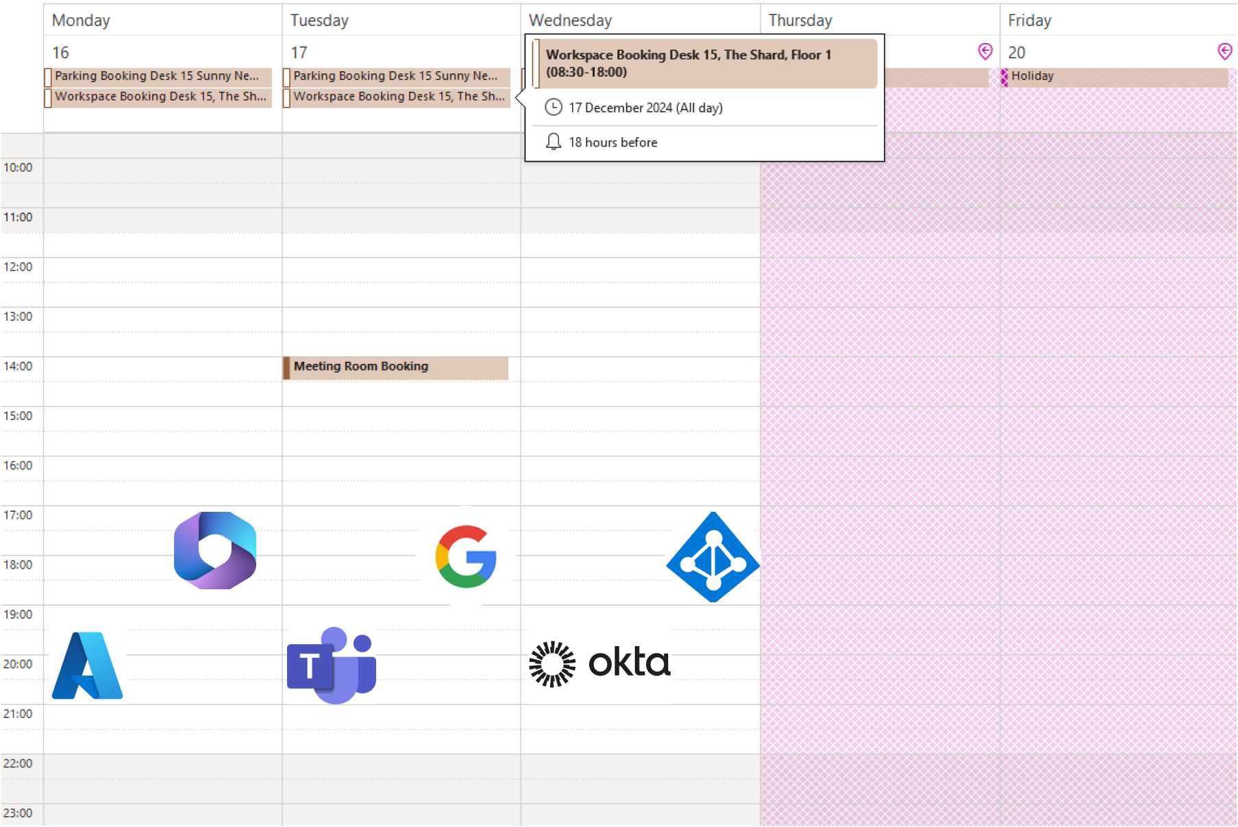 HybridHero integrations with Microsoft 365, Google Workspace, Okta and enterprise identity systems