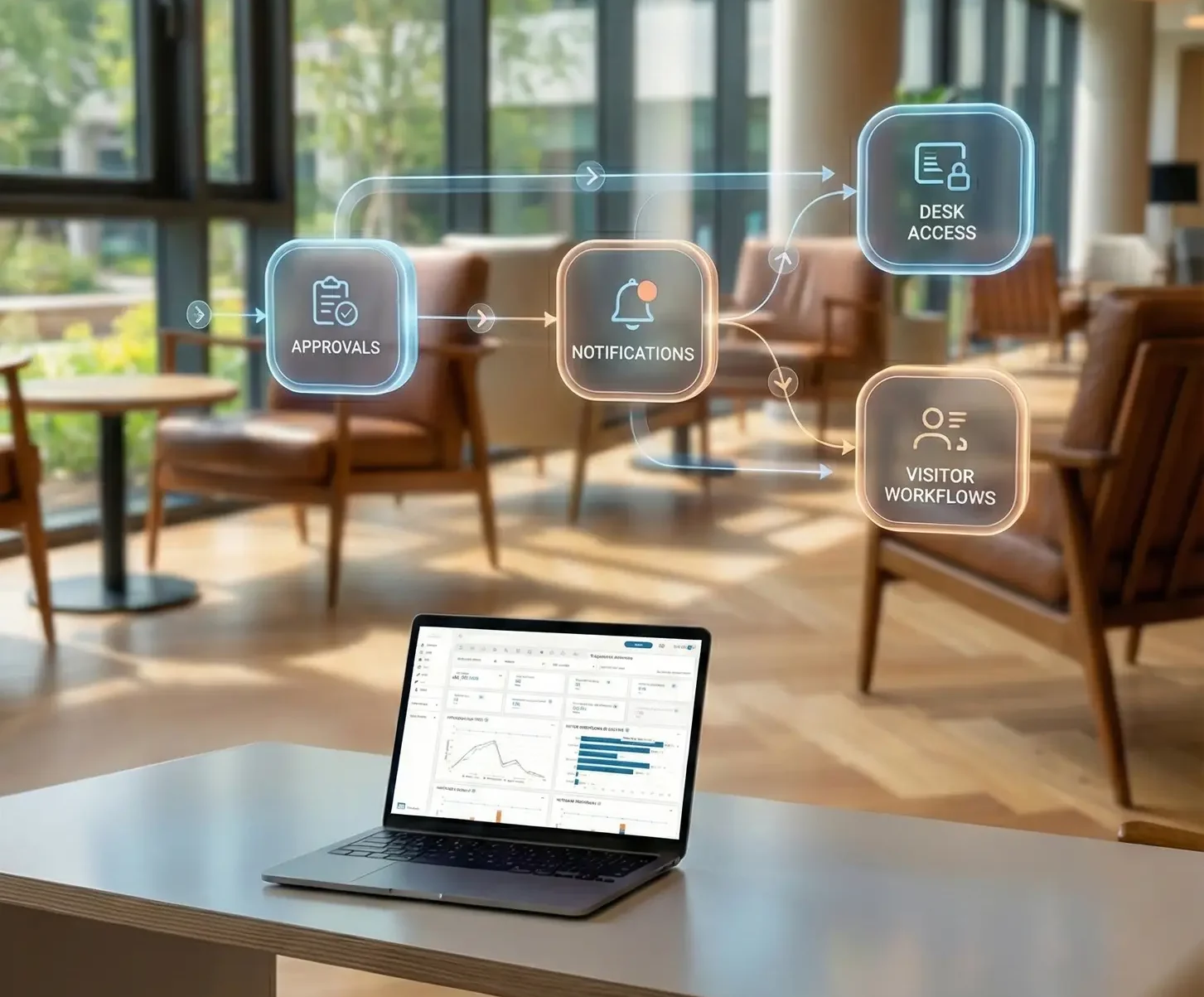 Automated workplace workflows for approvals, notifications and resource access
