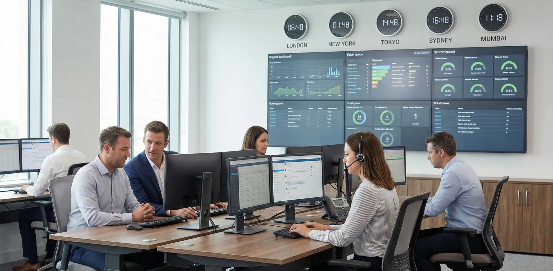Hybrid workplace operations team providing real time technical support
