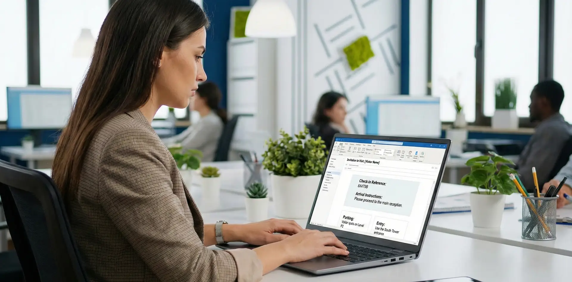 Host pre registering a visitor and sending an email invitation with a check in code