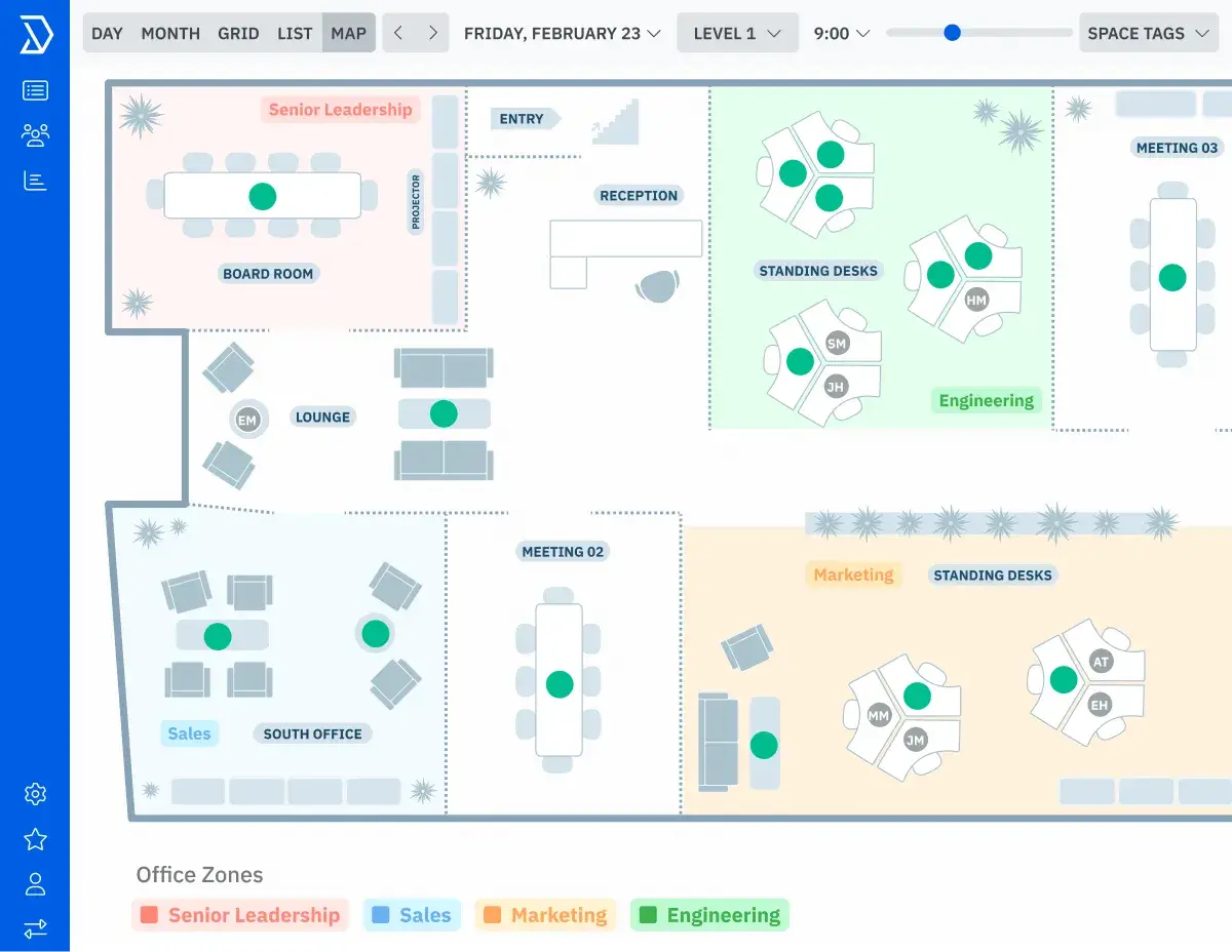 Skedda Workplace desk and meeting room booking interface