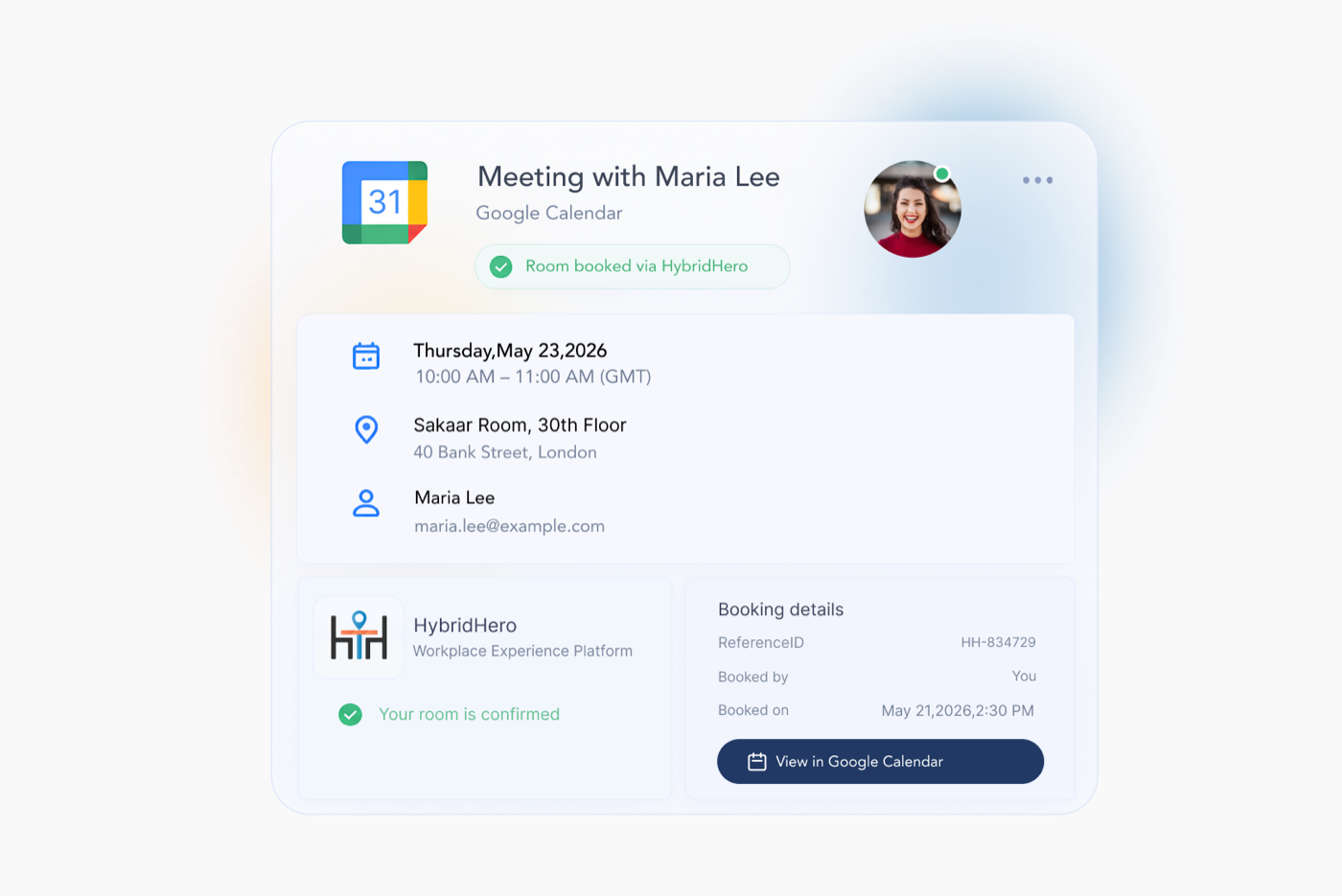Rooms and desks in sync with Google Workspace