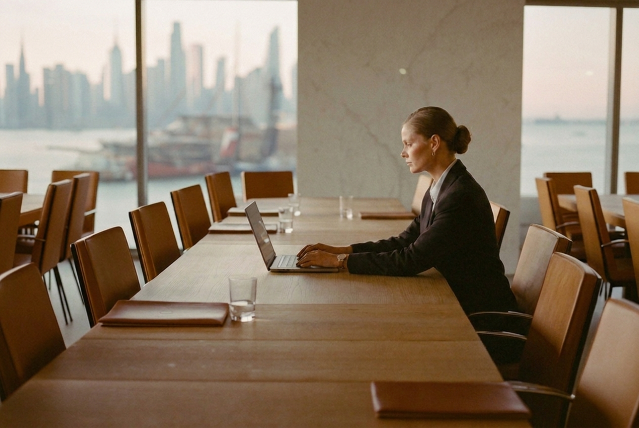Executive assistant coordinating meetings across offices