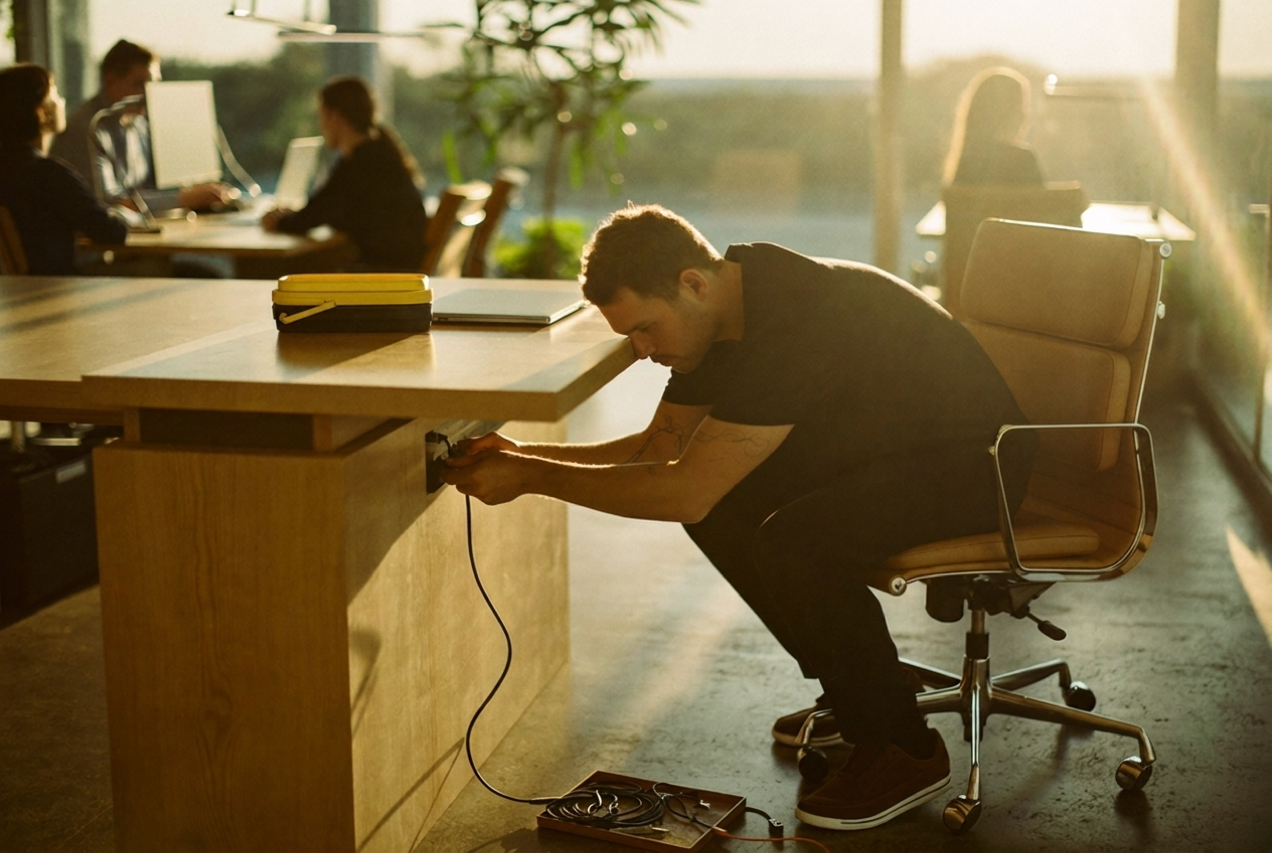 IT admin reviewing workplace software with colleagues